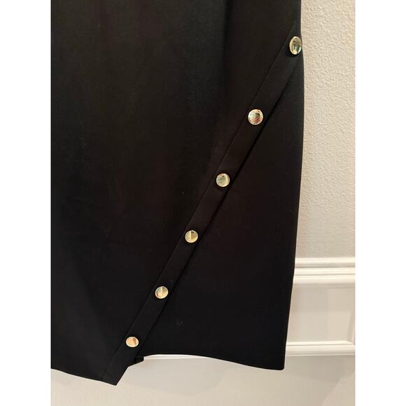 057 Tommy Hilfiger Women's Black Sleeveless Gold Button Dress Sz 18 - Picture 2 of 8